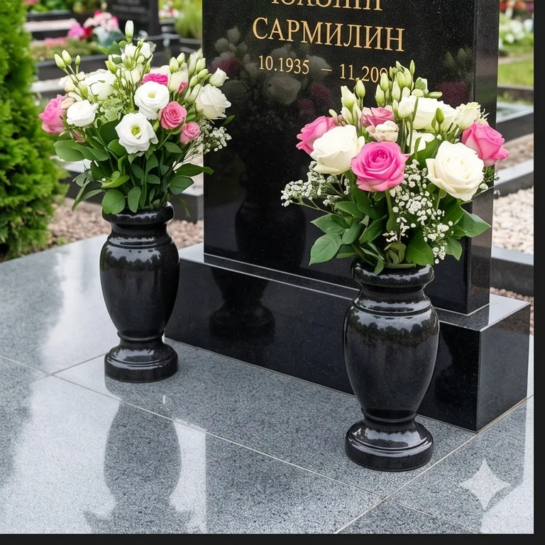 Гранитные вазы для цветов на участке в Ханты-Мансийске