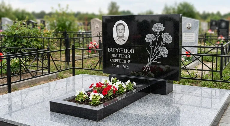Памятник с гравировкой гвоздик — выполненная работа «Воронцов» в Ханты-Мансийске