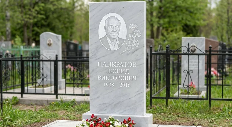 Памятник с гравировкой гвоздик — выполненная работа «Панкратов» в Ханты-Мансийске