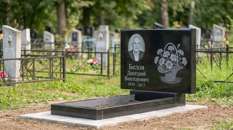 Памятник с гравировкой гвоздик — выполненная работа «Белов» в Ханты-Мансийске