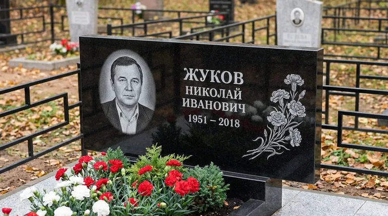 Памятник с гравировкой гвоздик — выполненная работа «Жуков» в Ханты-Мансийске