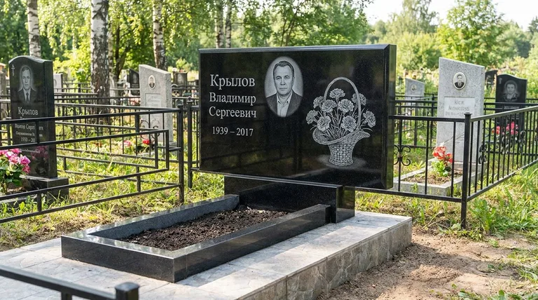 Памятник с гравировкой гвоздик — выполненная работа «Крылов» в Ханты-Мансийске