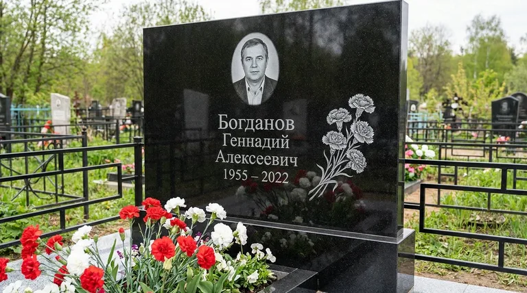 Памятник с гравировкой гвоздик — выполненная работа «Богданов» в Ханты-Мансийске