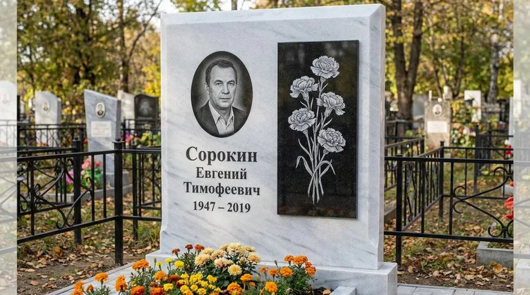 Памятник с гравировкой гвоздик — выполненная работа «Сорокин» в Ханты-Мансийске