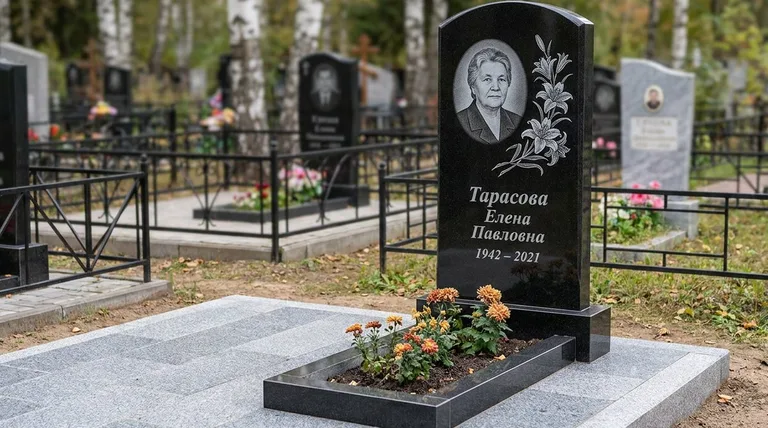 Памятник с гравировкой лилий — выполненная работа «Тарасова» в Ханты-Мансийске