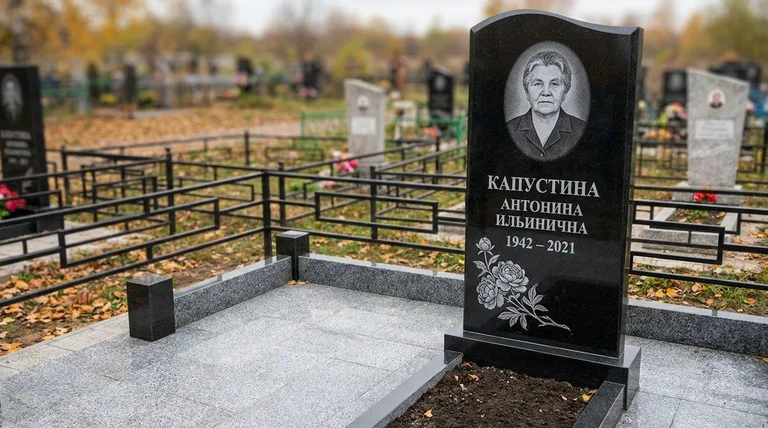 Памятник с гравировкой пионов — выполненная работа «Капустина» в Ханты-Мансийске