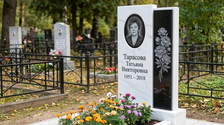 Памятник с гравировкой пионов — выполненная работа «Тарасова» в Ханты-Мансийске
