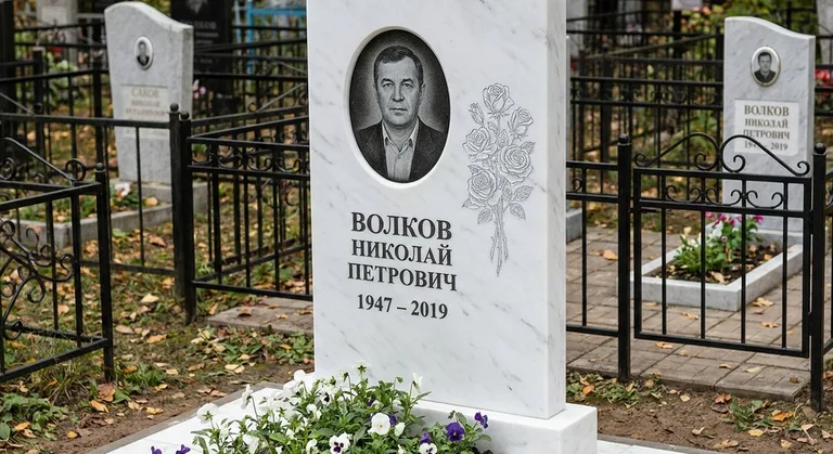 Памятник с гравировкой роз — выполненная работа «Волков» в Ханты-Мансийске
