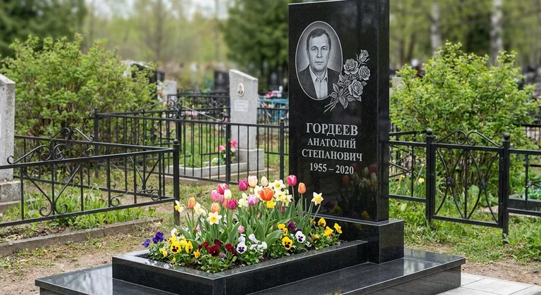 Памятник с гравировкой роз — выполненная работа «Гордеев» в Ханты-Мансийске