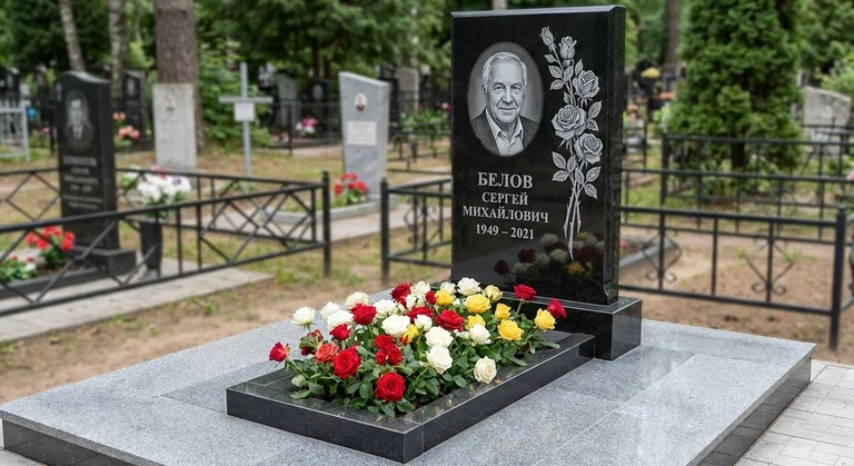 Гравировка цветов на памятник в Ханты-Мансийске — розы на граните