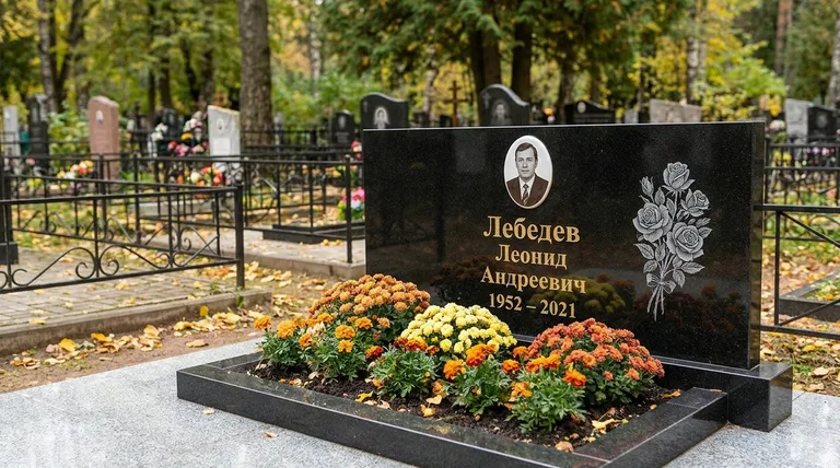 Памятник с гравировкой роз — выполненная работа «Лебедев» в Ханты-Мансийске