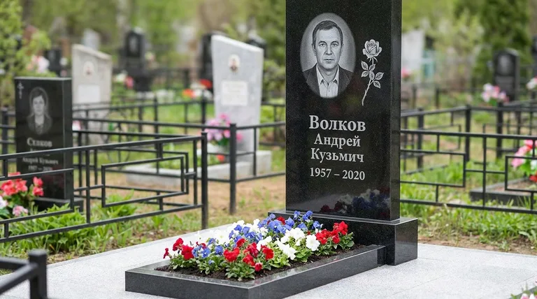 Памятник с гравировкой роз — выполненная работа «Волков» в Ханты-Мансийске