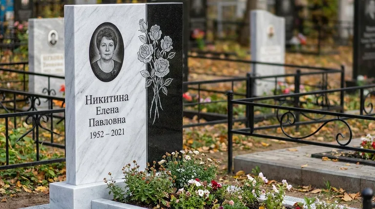 Памятник с гравировкой роз — выполненная работа «Никитина» в Ханты-Мансийске