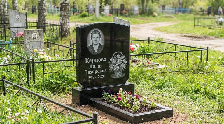 Памятник с гравировкой роз — выполненная работа «Карпова» в Ханты-Мансийске