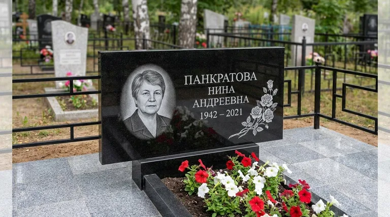 Памятник с гравировкой роз — выполненная работа «Панкратова» в Ханты-Мансийске