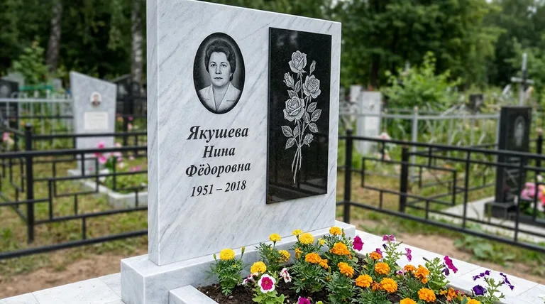 Памятник с гравировкой роз — выполненная работа «Якушева» в Ханты-Мансийске