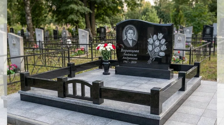 Памятник с гравировкой тюльпанов — выполненная работа «Воронцова» в Ханты-Мансийске