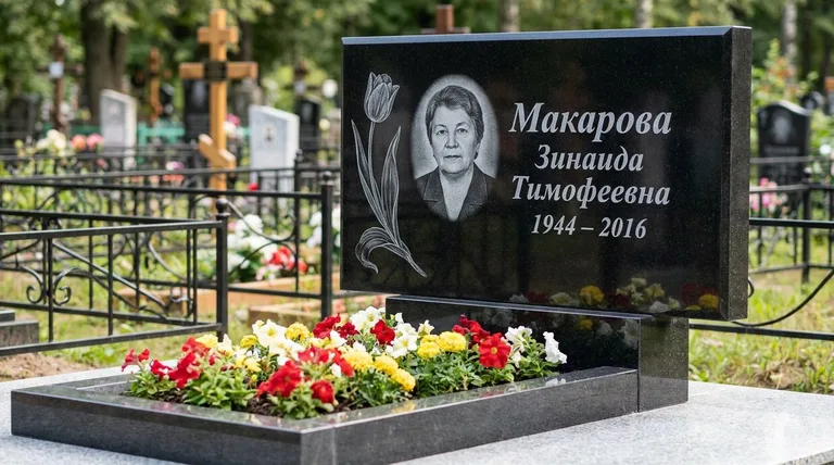Памятник с гравировкой тюльпанов — выполненная работа «Макарова» в Ханты-Мансийске