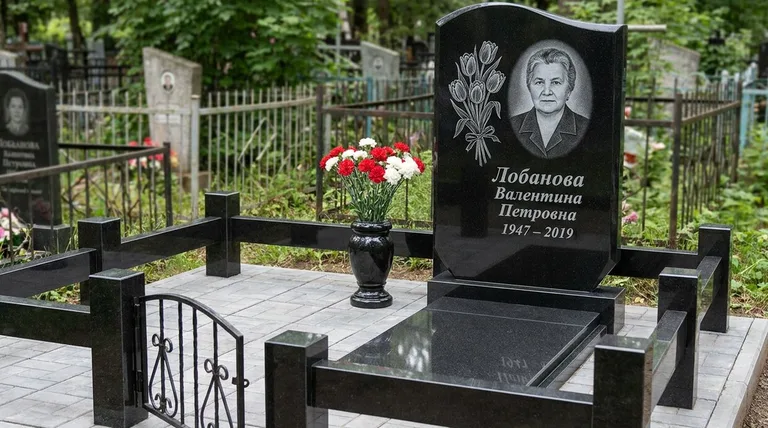 Памятник с гравировкой тюльпанов — выполненная работа «Лобанова» в Ханты-Мансийске