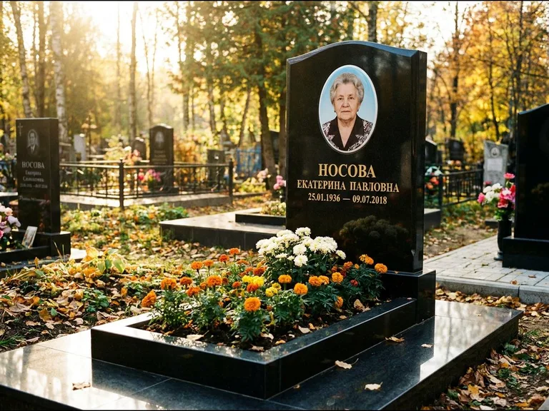 Керамический портрет мужчины на чёрном граните в Ханты-Мансийске