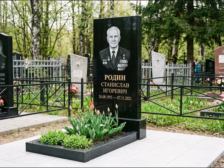 Гравировка портрета на чёрном граните — выполненная работа 21 в Ханты-Мансийске