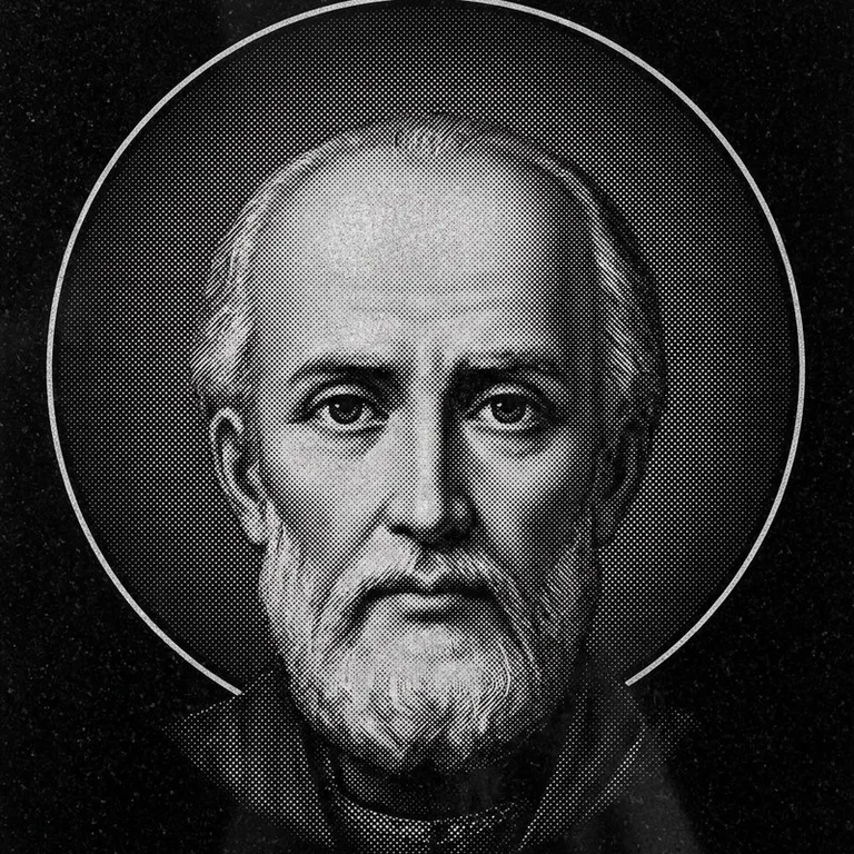 Эскиз иконы: Николай Чудотворец (полутон) — объёмный лик святителя, гравировка на памятник в Ханты-Мансийске