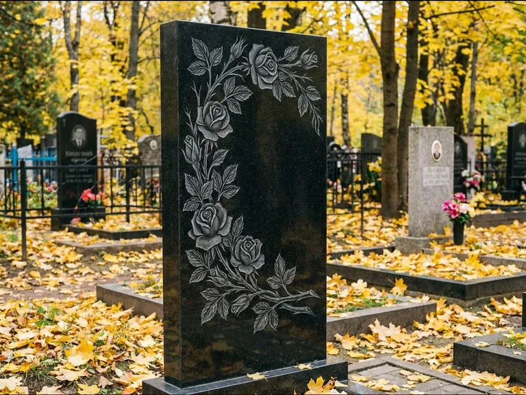 Цветы и орнамент — гравировка с выездом на кладбище в Ханты-Мансийске
