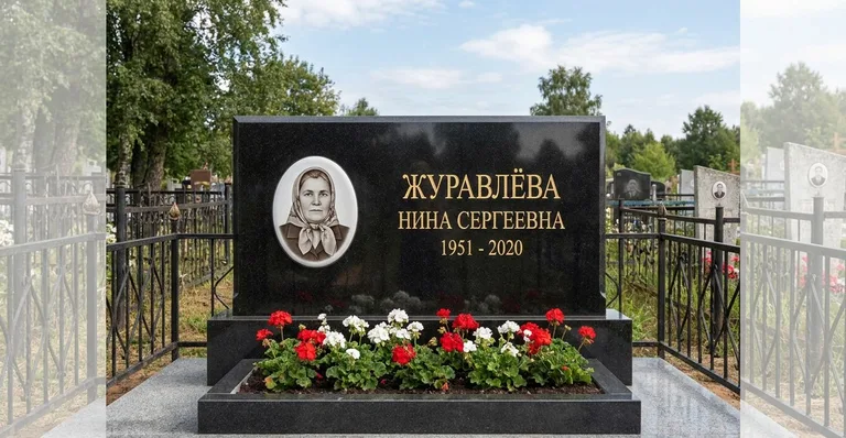 Мраморный памятник, Пример гранитного памятника, изготовленного «Мастер Каменев» для Калитниковского кладбища