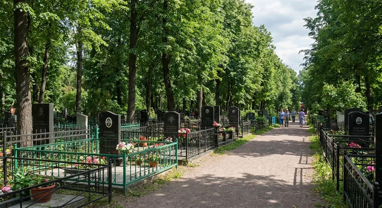 Гранитный памятник на участке Западного кладбища в Екатеринбурге