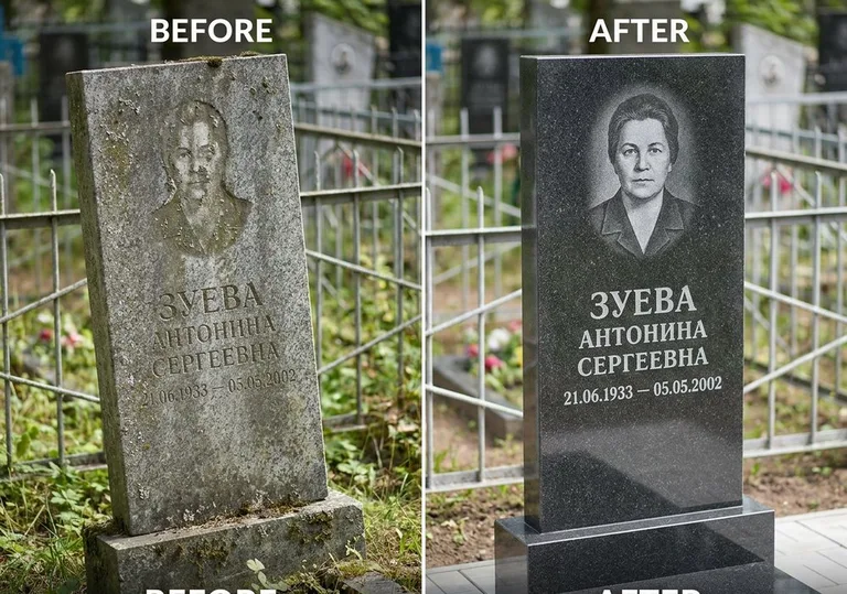 Восстановление сколов кромки гранита: до и после в Ханты-Мансийске