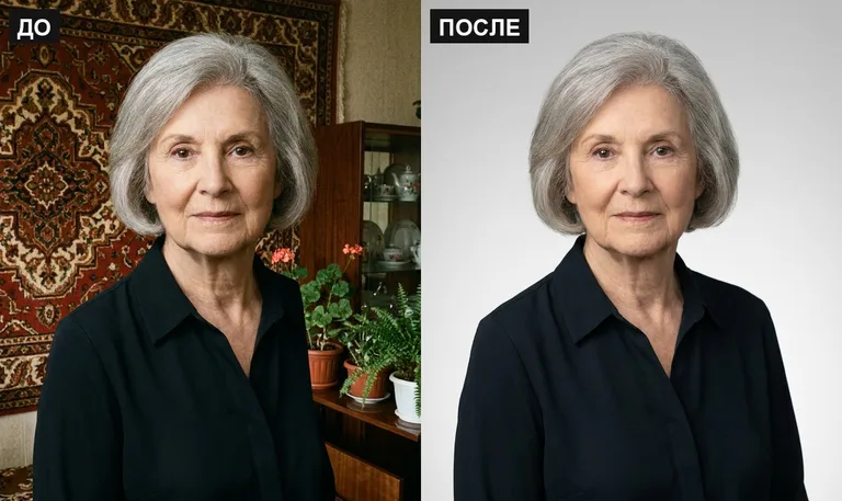 Ретушь фото на памятник — замена фона: до и после в Ханты-Мансийске