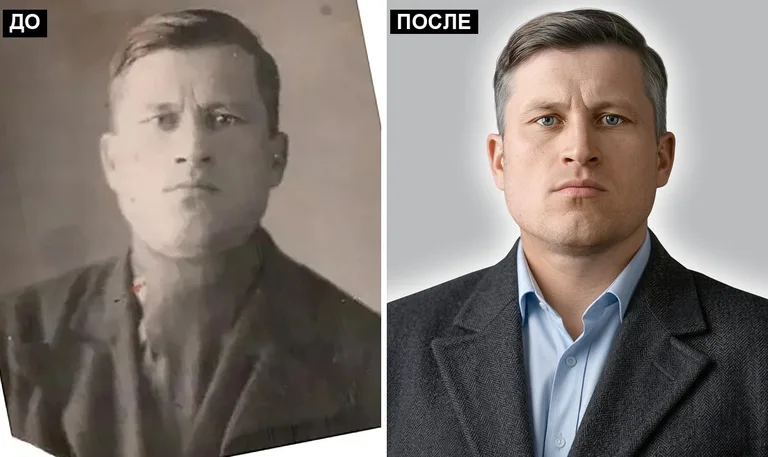 Ретушь фото на памятник — замена одежды: до и после в Ханты-Мансийске