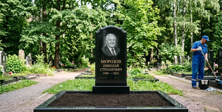 Уборка могил на кладбище