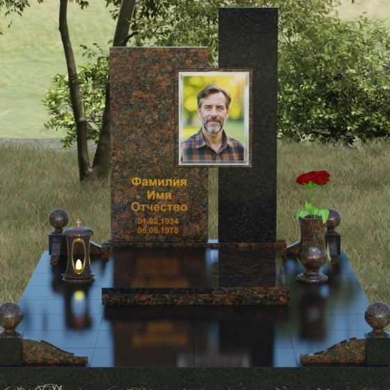 Многоуровневый гранитный памятник, гранит Дымовский, вид 2