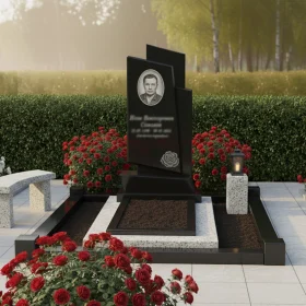 Элитный Гранитный светский памятник вертикальной формы - ПН116