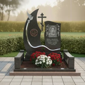 Гранитный православный мемориальный комплекс с крестом - ПН129