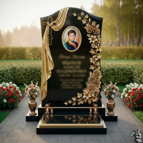 Элитный православный вертикальный памятник с крестом - ПН142