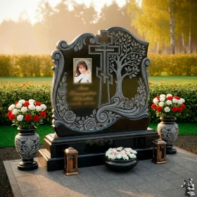 Элитный православный памятник вертикальный с крестом - ПН144
