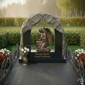 Элитный комбинированный вертикальный памятник - ПН160