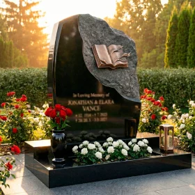 Элитный комбинированный памятник на двоих - ПН195