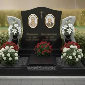 Элитный вертикальный гранитный памятник с крестом - ПН199