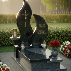 Православный гранитный памятник-комплекс с крестом - ПН239