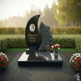 Комбинированный православный памятник-комплекс с крестом - ПН241