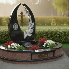 Элитный гранитный православный памятник с крестом - ПН374