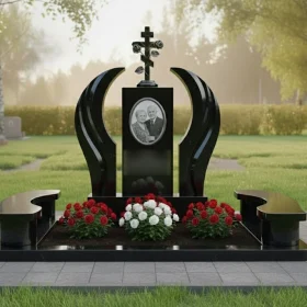Элитный православный гранитный памятник для двоих - ПН382