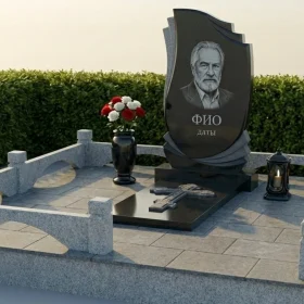 Гранитный православный мемориальный комплекс с крестом - ПН463