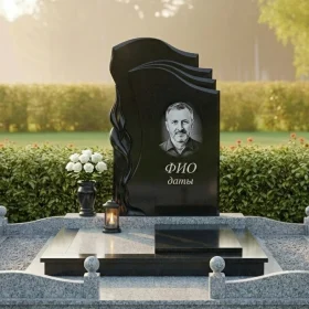 Элитный гранитный вертикальный памятник светского типа - ПН466