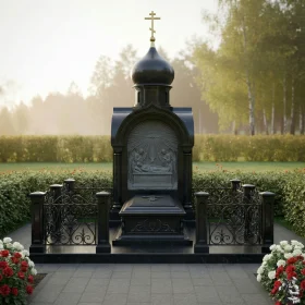 Православный вертикальный гранитный мемориальный комплекс - ПН531