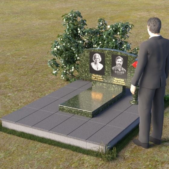Фигурный гранитный памятник с волнообразным верхом