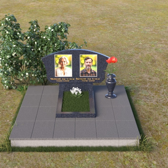 Мемориал с закругленной верхней частью из гранита, гранит Блю Перл, вид 3